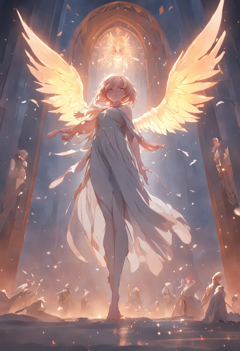 (professional 3d render:1.3) af (Realistic:1.3) The most beautiful artistic photo in the world，Featured angels falling from soft bright skies, ((Angels in heaven descend from heaven in a dynamic pose, Fantastic location, Majestic and cluttered environment)), Full body 8K unit rendering, action  shot, skin pore, very dark lighting, heavy shading, A detailed, Detal Face, (vibration, Realistic photography, Realistic, Dramatic, darkly, foco nítido, 8K), ((((Use skins)))), (复杂:1.4), decadent, (highly  detailed:1.4), digitial painting, rendering by octane, art  stations, concept-art, Liso, foco nítido, illustration, From the budding of art, (loish:0.23), wlop ilya kuvshinov, e Greg Rutkowski e Alphonse Mucha Gracias, (global ilumination, studiolight, Amount of light), lotr, fanciful, biz, Inteiroesbian body, ((Dark and ancient city background:1.3)),CGSesocieda,art  stations