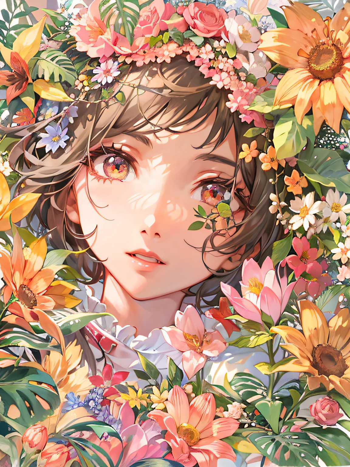 Mandala floral pattern、girl with、cute little