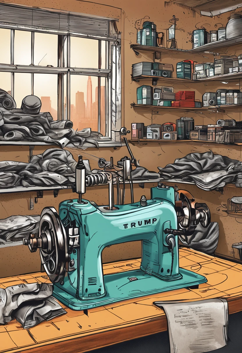 Trump repairs a sewing machine in prison