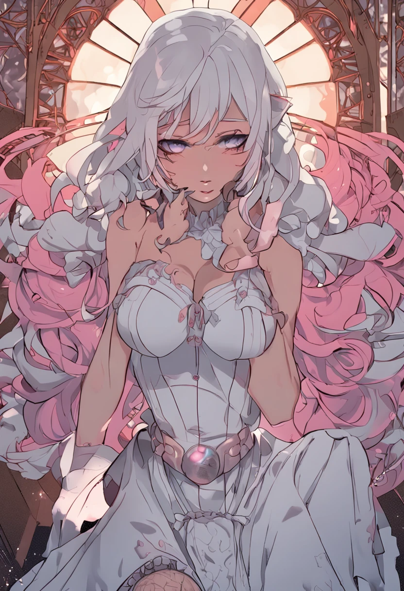 Beds,Lori huge breasts cleavage,A pink-haired,White sailor suit,Big eyes,Tears welled up in my eyes,Water Spirit,White skin,Big chest,It's tempting, on the face,Very short in height