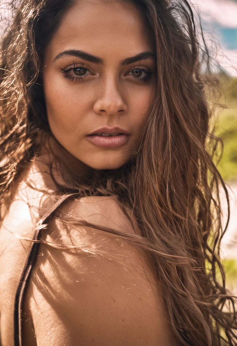 high resolution, Obra de arte, perfect lighting, florescer, noite, cinematic lighting, adulto, pele perfeita, female, ((olhando para o espectador:1.4)), luz suave, Red lips, (delineador),realista skin,rosto bonito, realista, (photorealista), bunda em forma, seios naturais, cabelo loiro, dynamic pose, Tiro longo, voleio_uniforme, beach voleio.