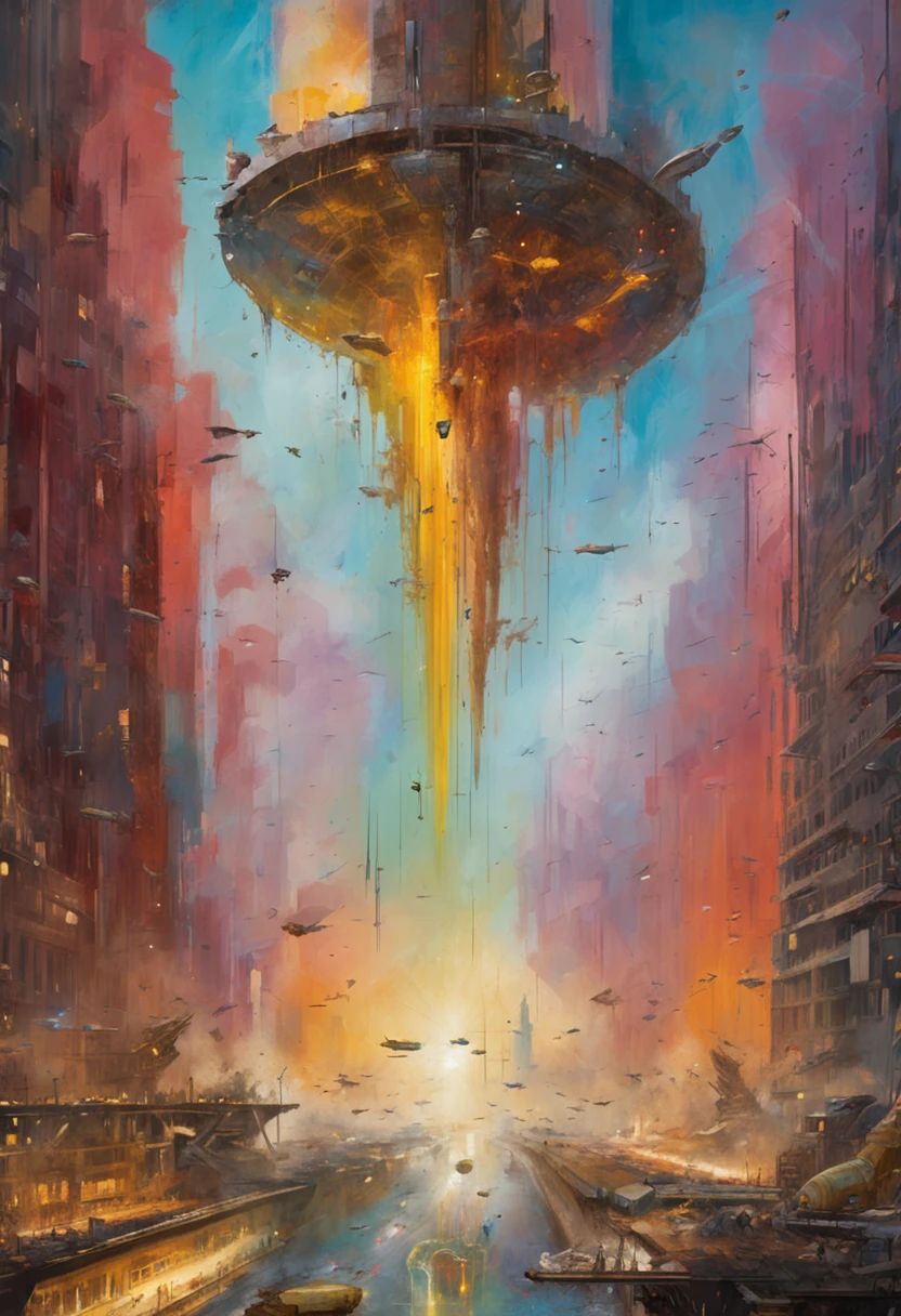 {Best quality}, {{Masterpiece}}, {A high resolution}, Original, Extremely detailed 8k wallpaper,A man rides on a giant missile,tiny wings, Fly in the sky, mystical, science fiction writer style, adventure, mega city, future Lex luthor city, beams, grasping power