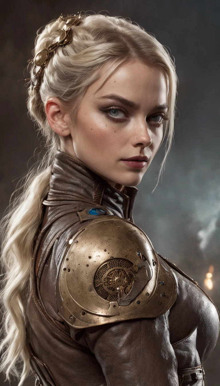 ((intricate details,portrait,pale skin)),beautiful blonde 20 year old female warrior wearing a (soft light brown embroidered leather outfit),(bright sky-blue eyes:1.2),crowded and rowdy medieval tavern,mesmerizing eyes,freckles,emotive longing expression,(cinematic,film grain:1.1)