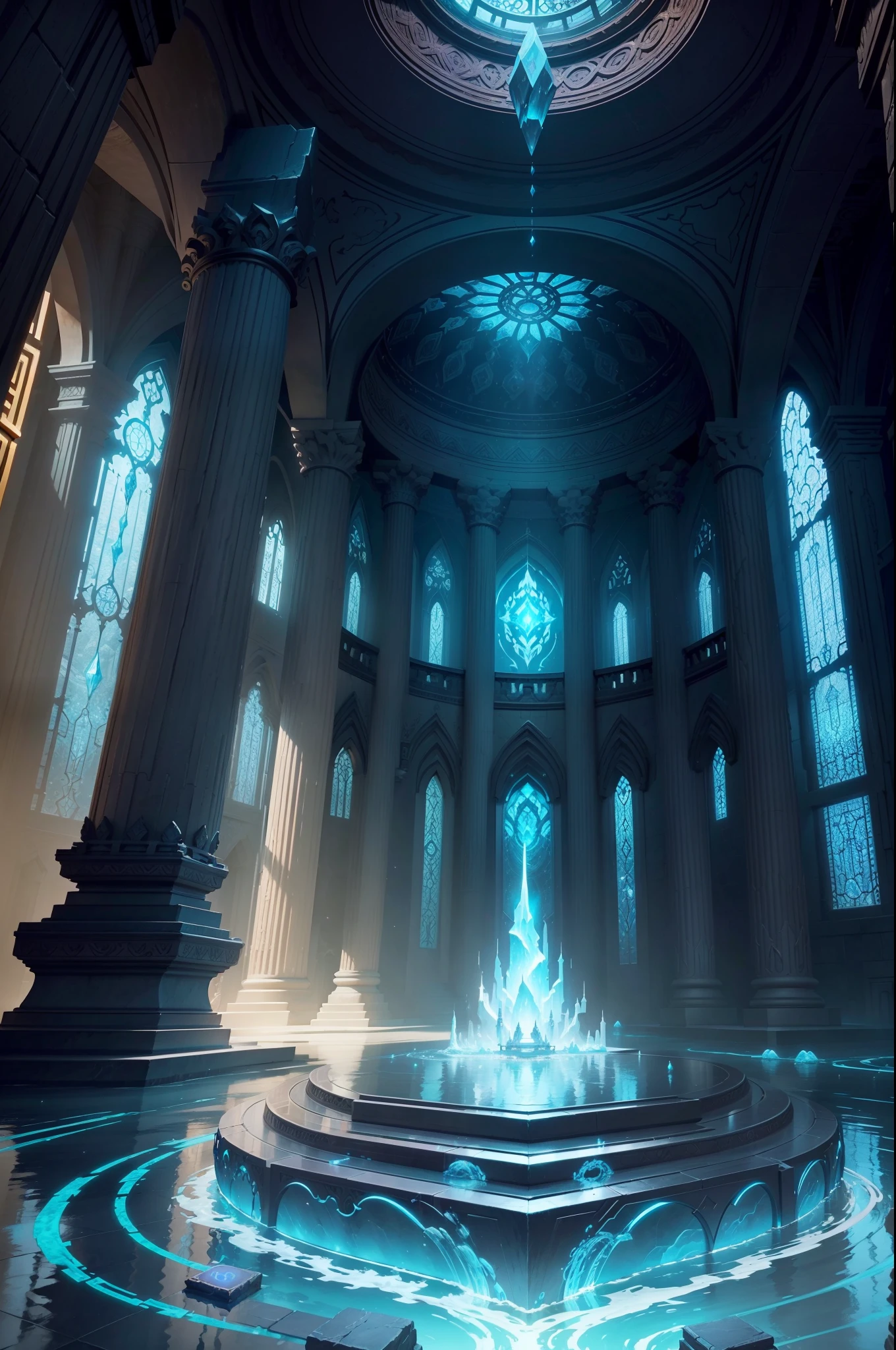 Design the homepage of a website for the Kingdom of Aetheria. The homepage should feature a grand, futuristic welcome with a sleek interface, including a logo of Aetheria, utilizing the symbols previously created to represent Aetheria. futurist space with statues and a throne in the center. The overall theme should be clean, elegant, and futuristic, ultra-resolution, intricately detailed, full shot, 8k by Helmut Newton.