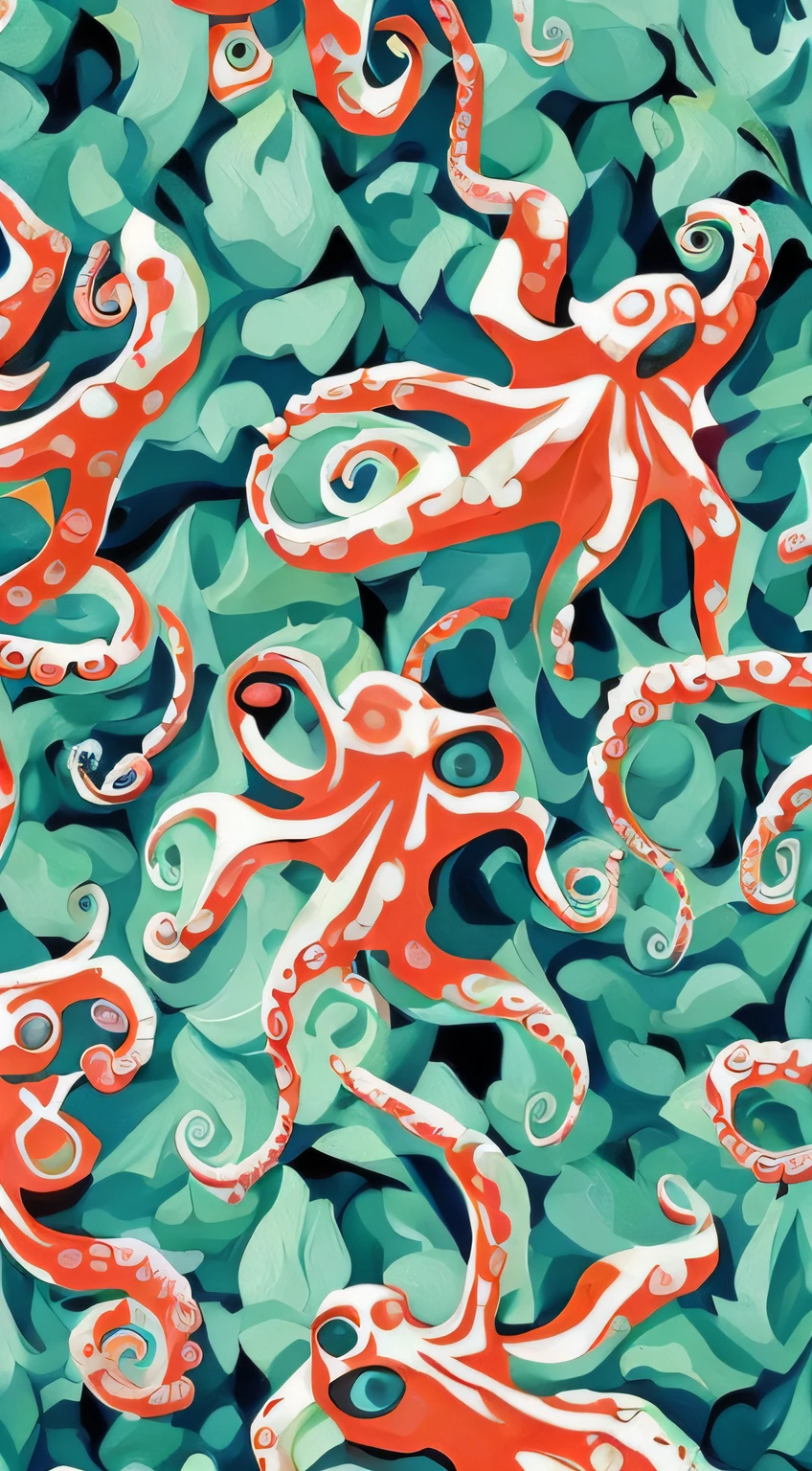 ((unity 8k wall paper、ultra-detailliert、Beautifully Aesthetic、masterpiece、top-quality))、((beautiful painting style))、Best Quality、highly detailed figure、((1 super cute colorful octopus))、Ink covered with gouache、