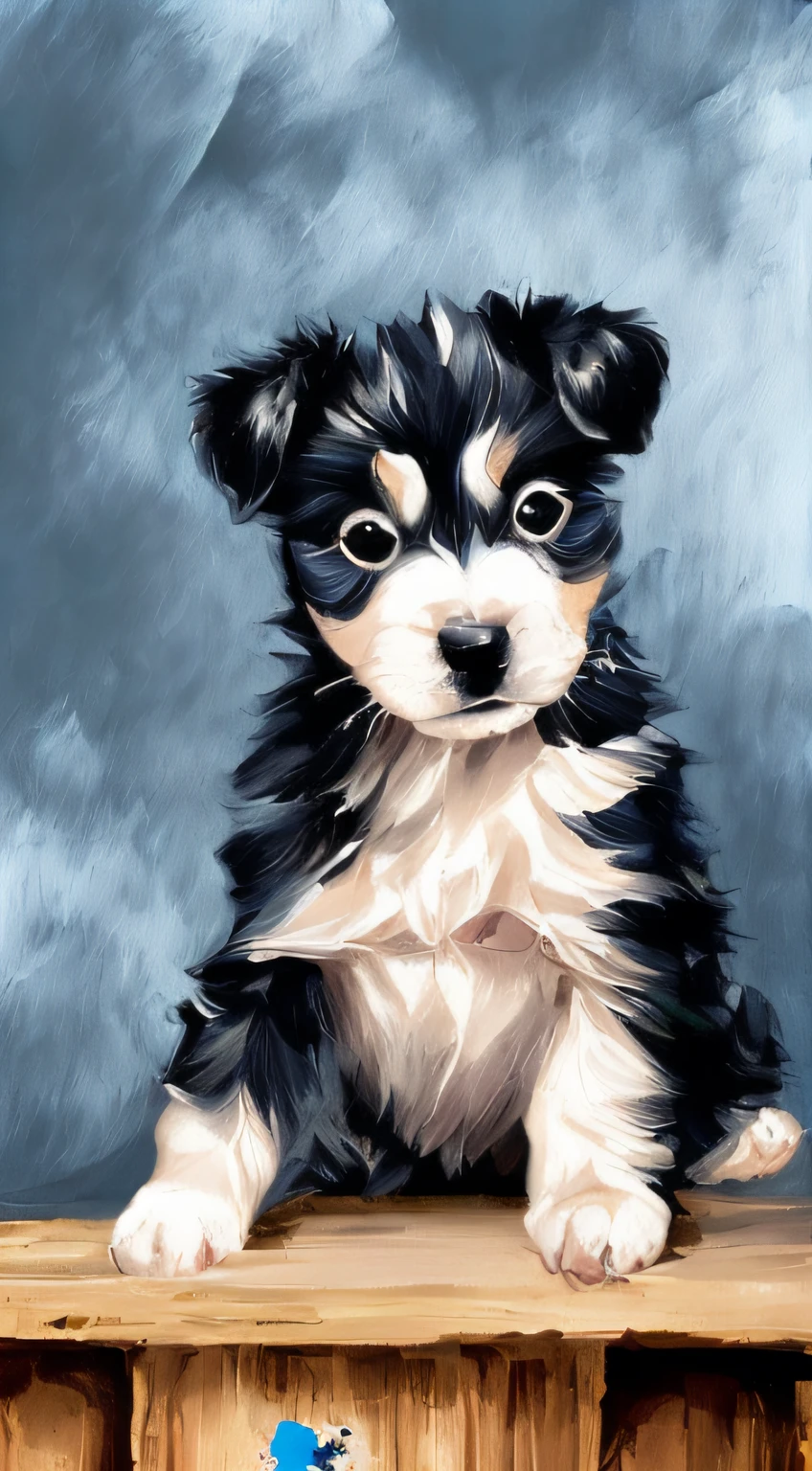 ((unity 8k wall paper、ultra-detailliert、Beautifully Aesthetic、​masterpiece、top-quality))、((beautiful painting style)、Best Quality、highly detailed figure、((１Super cute too cute colorful puppy))、Ink covered with gouache、