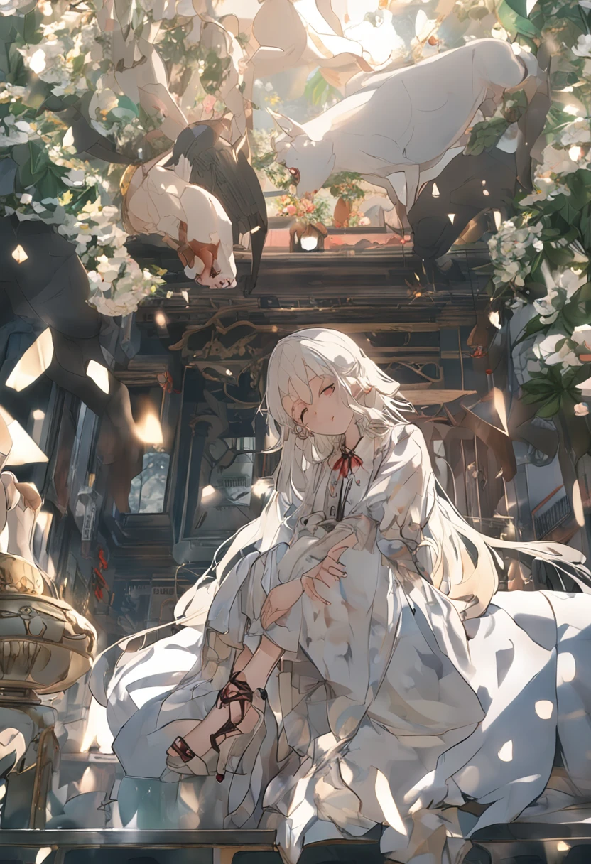 Lolili,Lie in bed,Lift the skirt,White fat times,Big chest,Big eyes,short skirt,Long hair,dual horsetail,White diao'dai,Leaking ,Split your legs
