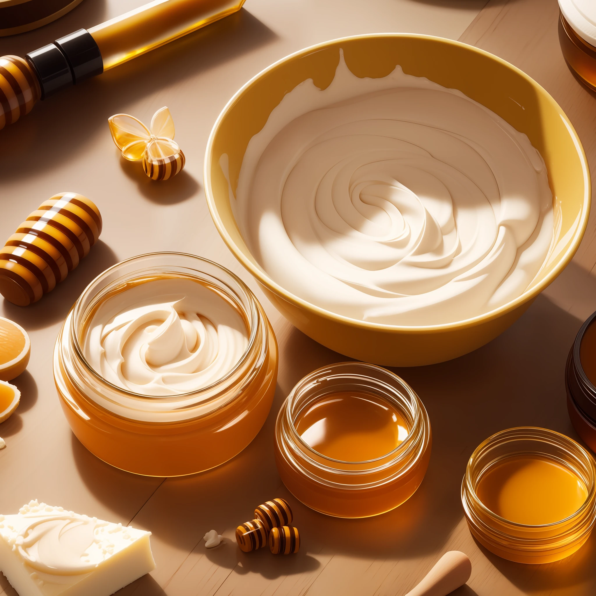 Create photo of cosmetic honey body cream