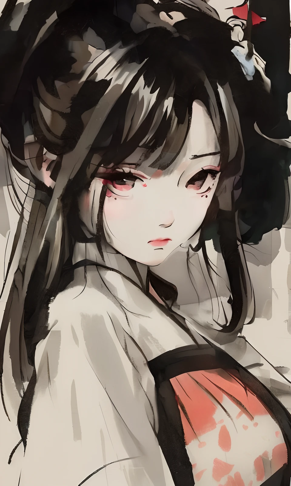 ancient wind，Hanfu，drink，ember，black and white clothes，