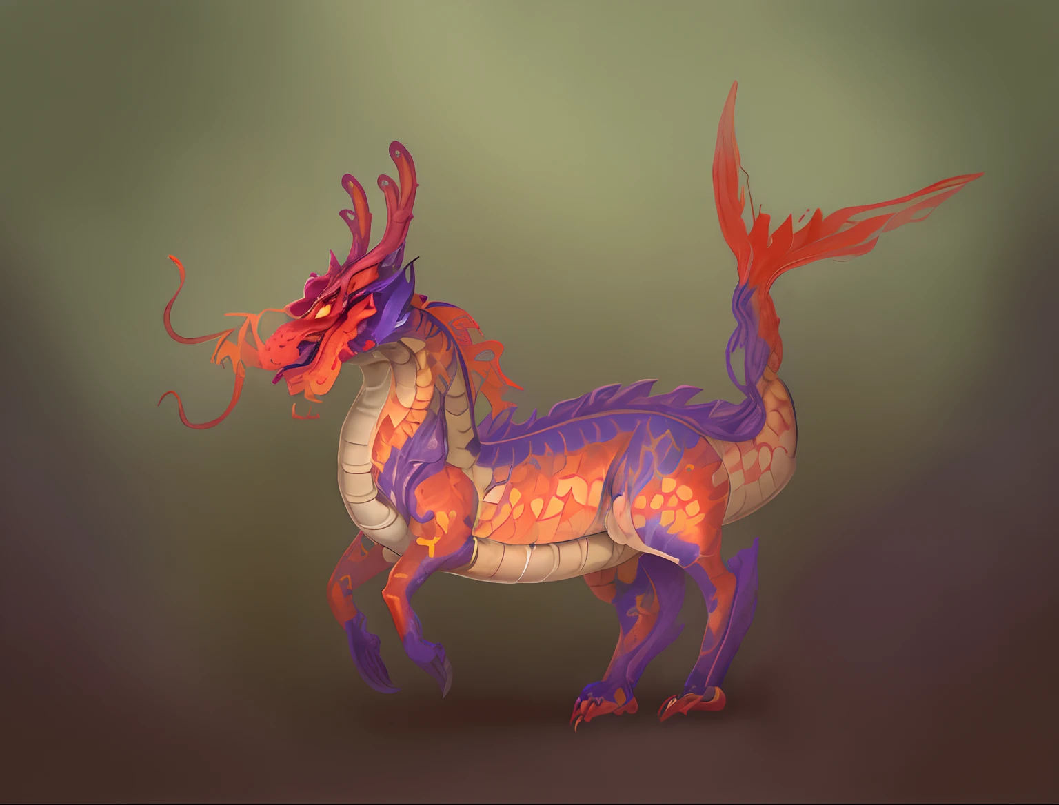 Painting a dragon with a long tail and tail, a dragon, Mythical Creatures, Mythical Creatures, Dragon Horned Curve!, anthropomorphic dragon, Chinese dragon, as an anthropomorphic dragon, Color painting, smooth chinese dragon, chinese dragon concept art, but as an anthropomorphic dragon, dragon art, Dragon with scars