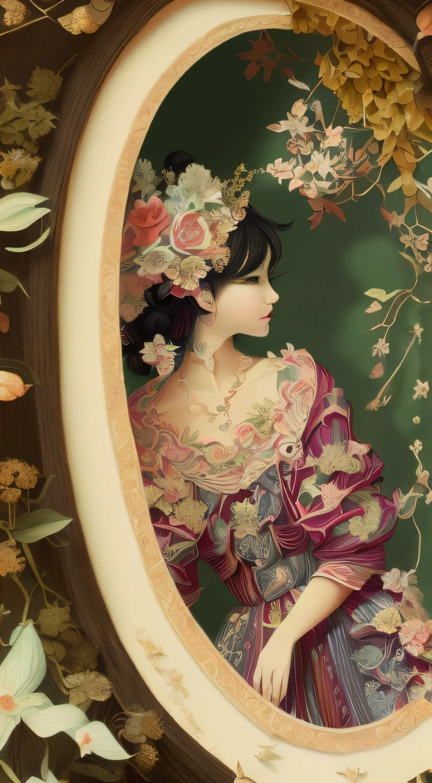 "(unity 8k wall paper、ultra-detailliert、Beautifully Aesthetic、masterpiece、top-quality)、((Beautiful oil painting style))、masutepiece, Fractal Art、beautiful lighting, Madame de Pampadour, Super cute koala, Staring straight ahead