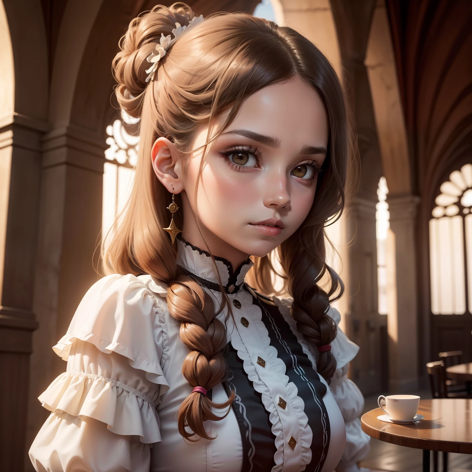 una mujer joven con una figura voluptuosa y cabello rubio muy largo con ojos combinados. Es una mujer con rasgos faciales delicados y sus cejas son muy cortas y redondas, A symbol of nobility. Their hair is usually tied in a loose ponytail, llegando hasta las piernas que termina en espiral, con vendajes tensos para mantenerlo en su lugar. Por lo general, usa un atuendo tradicional de doncella de santuario, y sobre eso llevaba una bata blanca cerrada por una cinta roja y una corona dorada, tiene orejas y cola de zorro