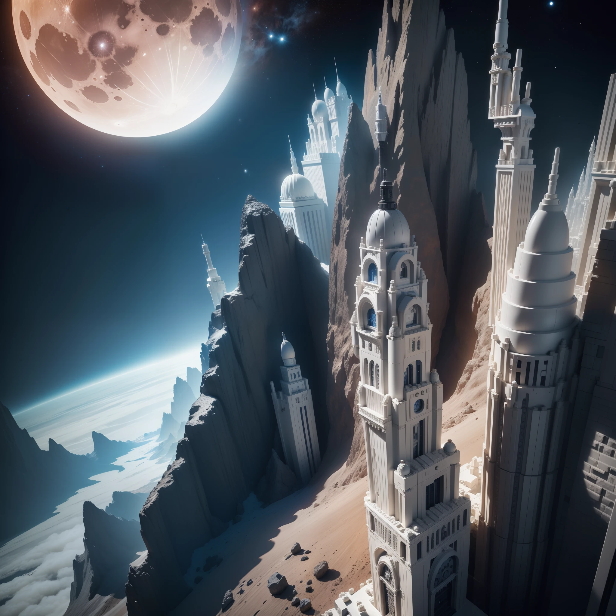 A LEGO set of the Moon, super high detail Lego, a massive Lego set, hyper realistic Lego, masterpiece, picture taken with a digital SLR camera, amazing LEGO set, perfect realism