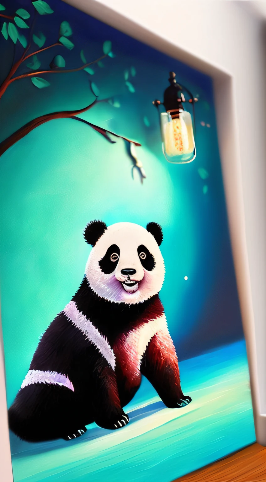 "(unity 8k wall paper、ultra-detailliert、Beautifully Aesthetic、​masterpiece、top-quality)、((Beautiful oil painting style))、masutepiece, Fractal Art、beautiful  lighting, Super Cute Panda, Staring straight ahead