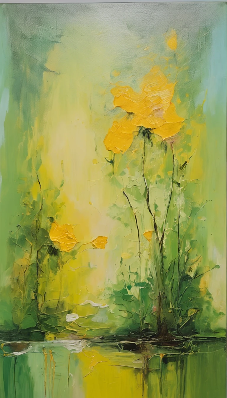a glass house green trees plant yellow flower of hope keep old woman alive light shining through dark in room