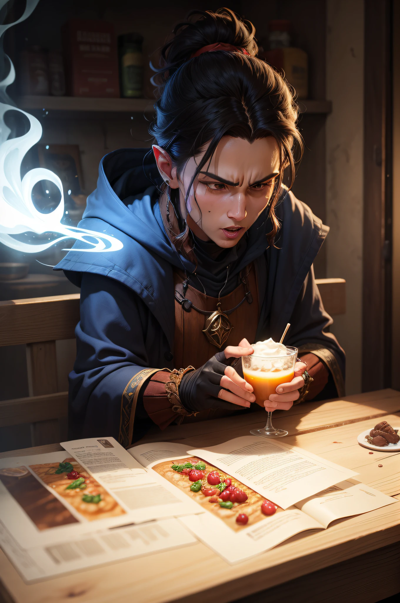A sorcerer poisoning food.