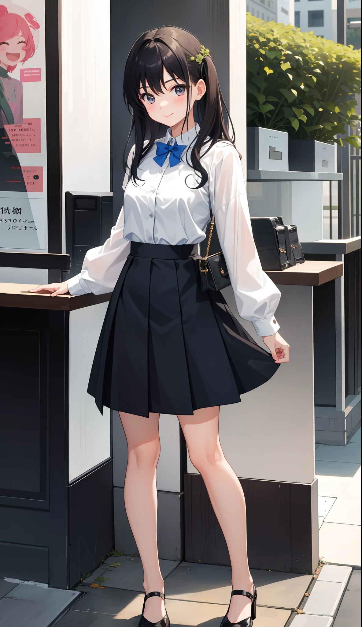 1girl in、AS-Adult、A smile、A delightful! The shirt、skirt by the、(small tits)