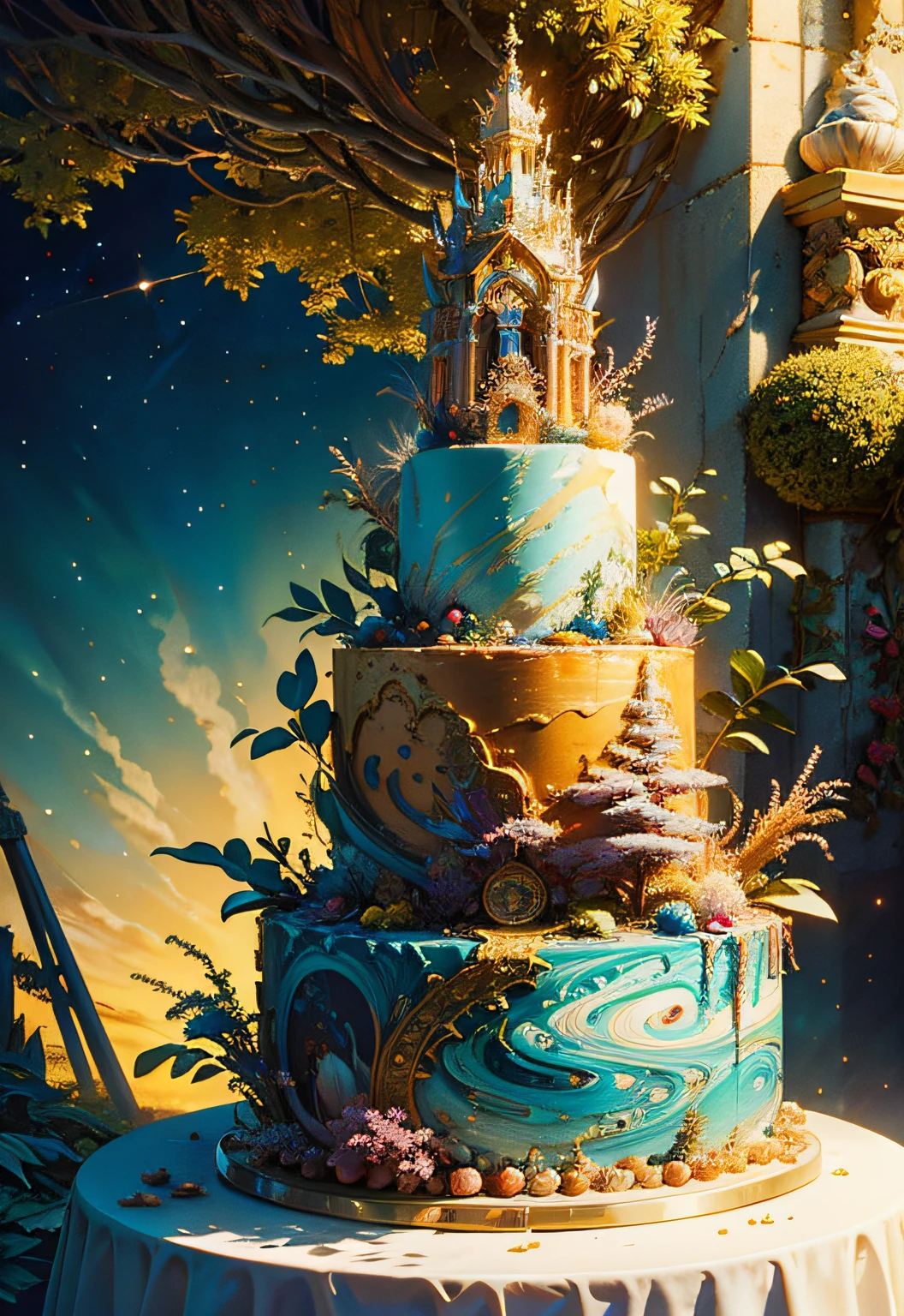 (masterpiece、top-quality、top-quality、Beautifully Aesthetic:1.2)、People don't come out、(A cake that looks very delicious)、ighly detailed、(Fractal Art)、colourfull、highestdetailed
