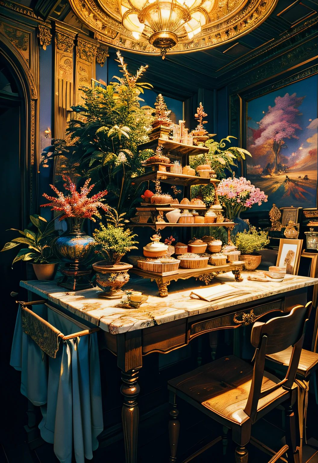 (masterpiece、top-quality、top-quality、Beautifully Aesthetic:1.2)、People don't come out、(A cake that looks very delicious)、ighly detailed、(Fractal Art)、colourfull、highestdetailed