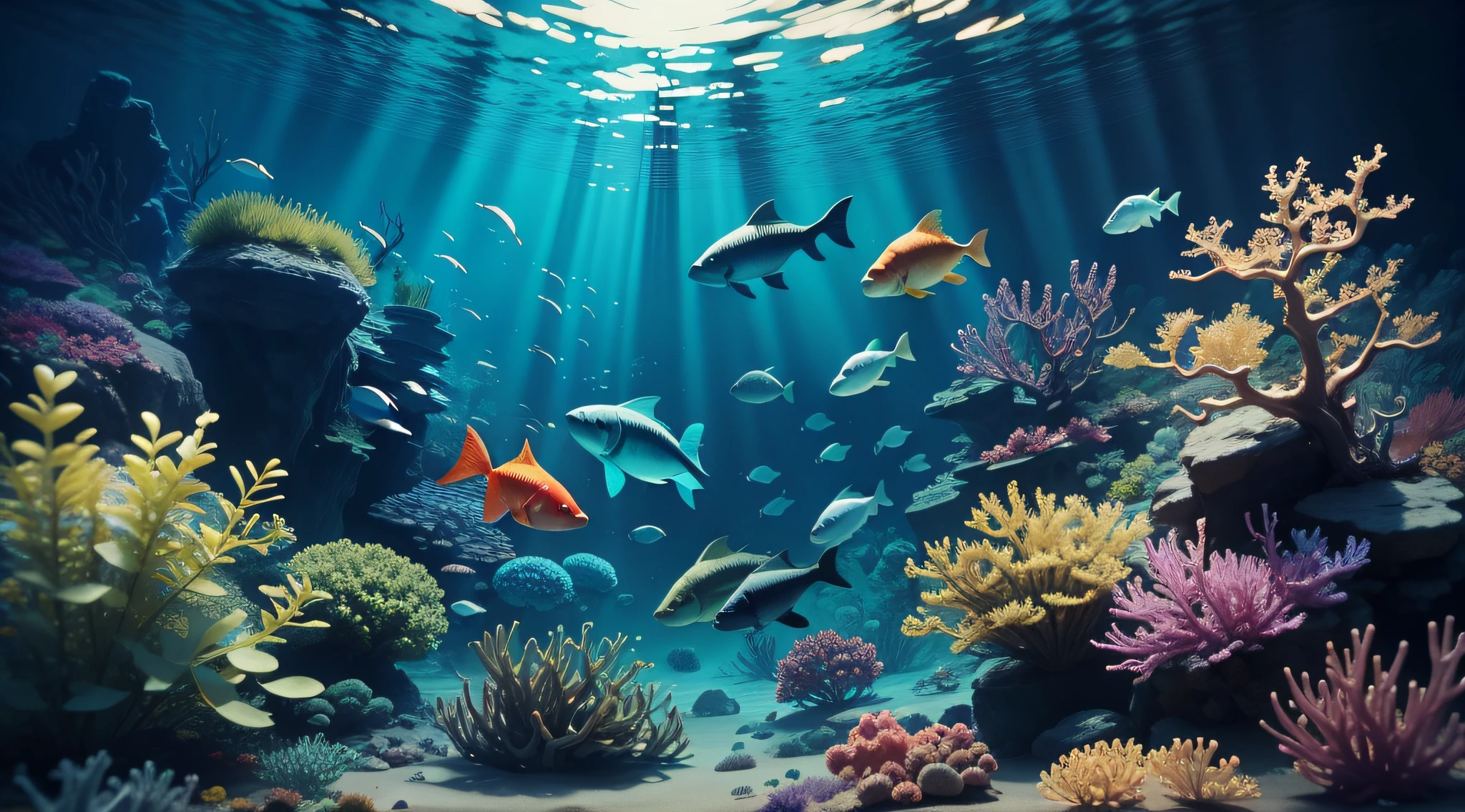 Underwater world,All kinds of fish,Turtlen,seaweed