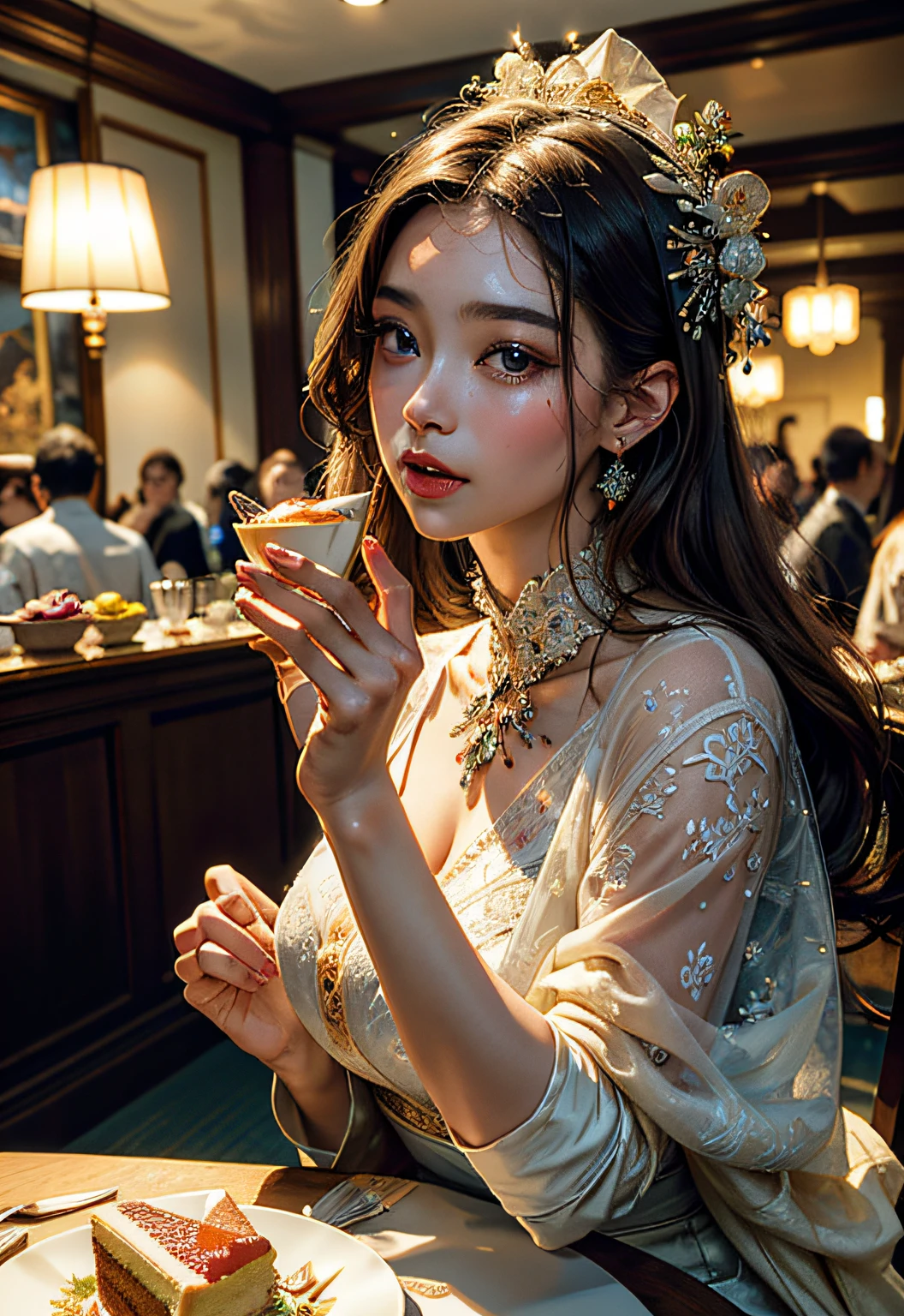 (​masterpiece、top-quality、top-quality、Beautifully Aesthetic:1.2)、People don't come out、(Close-up photo of a beautifully served cake that looks very delicious)、ighly detailed、colourfull、highestdetailed