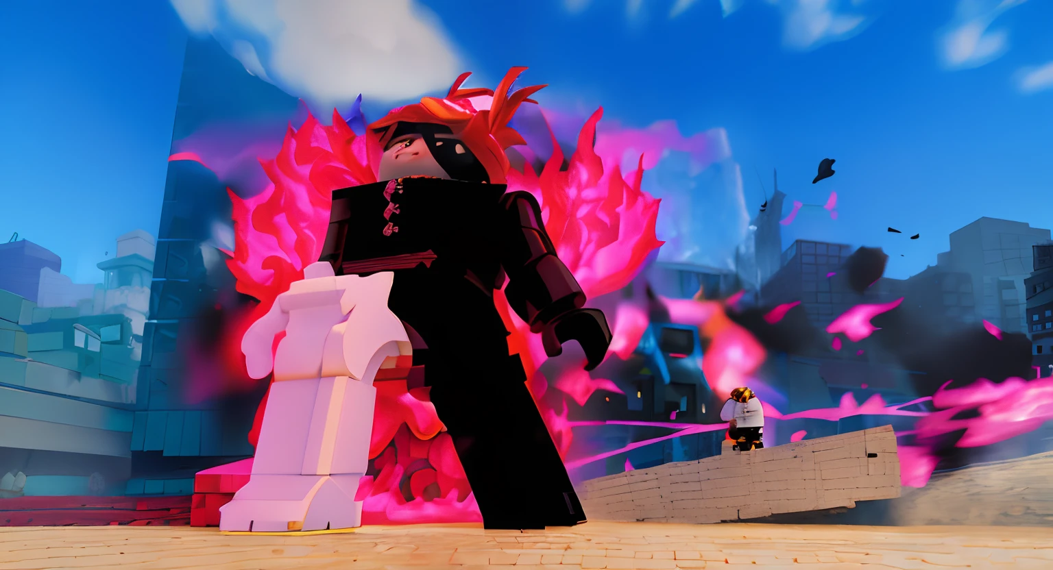 legos standing in front of a burning building, manga-style/anime, em preto e branco.