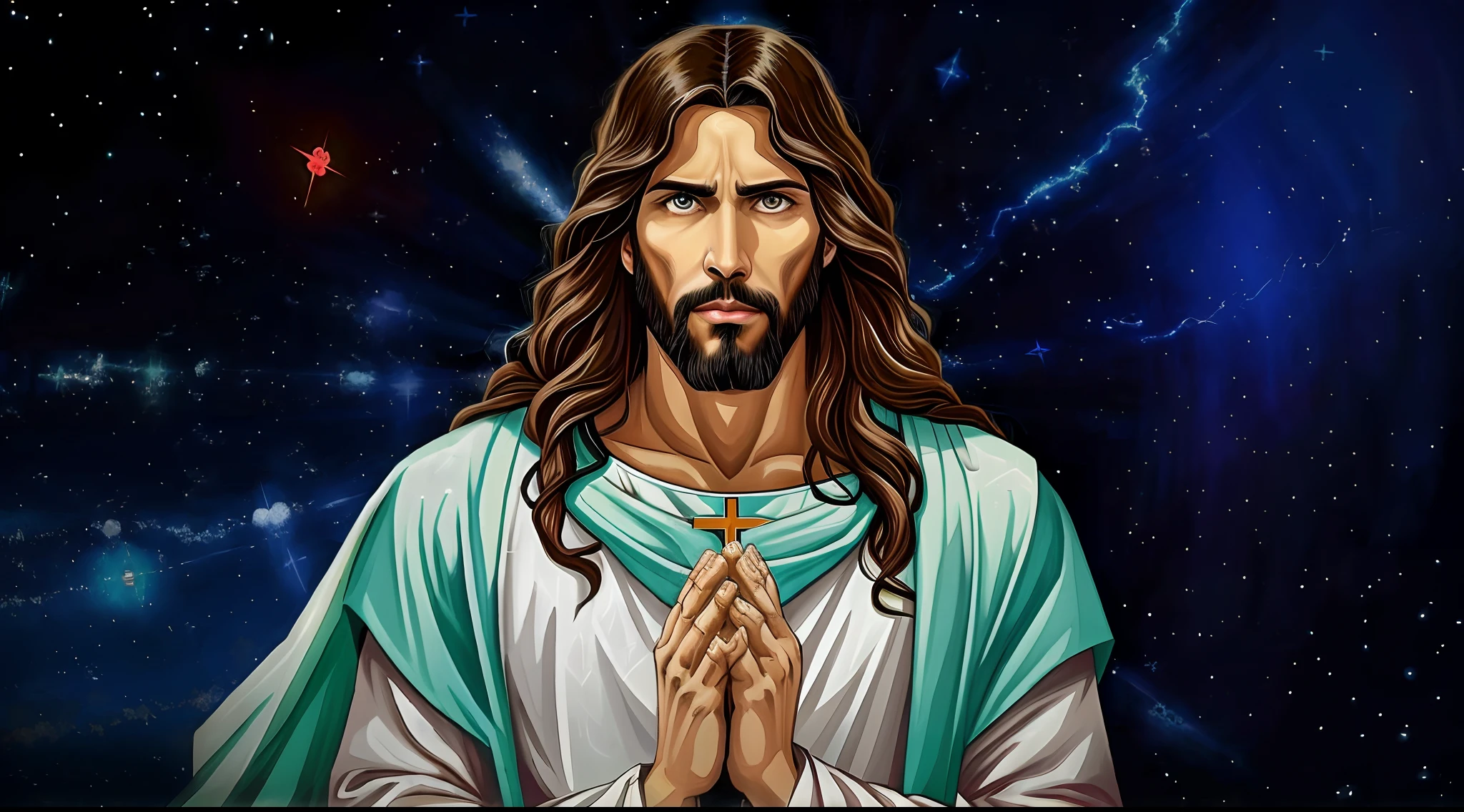 Jesus with folded hands in prayer, Jesus Cristo em Mass Effect, Jesus Cristo, Retrato de Jesus Cristo, Cyberpunk Jesus Cristo, jesus of nazareth, rosto de jesus, arte conceitual de deus, Jesus Gigachad, Jovem Deus Todo-Poderoso, O Senhor e Salvador, Jesus Cristo Indo Super Saiyajin, Tron legado Jesus Cristo