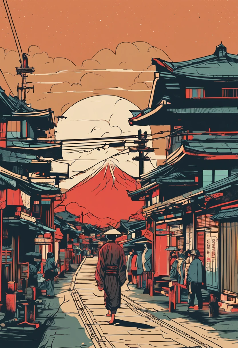 Japan men with a hermit atmosphere, Simple backgrounds