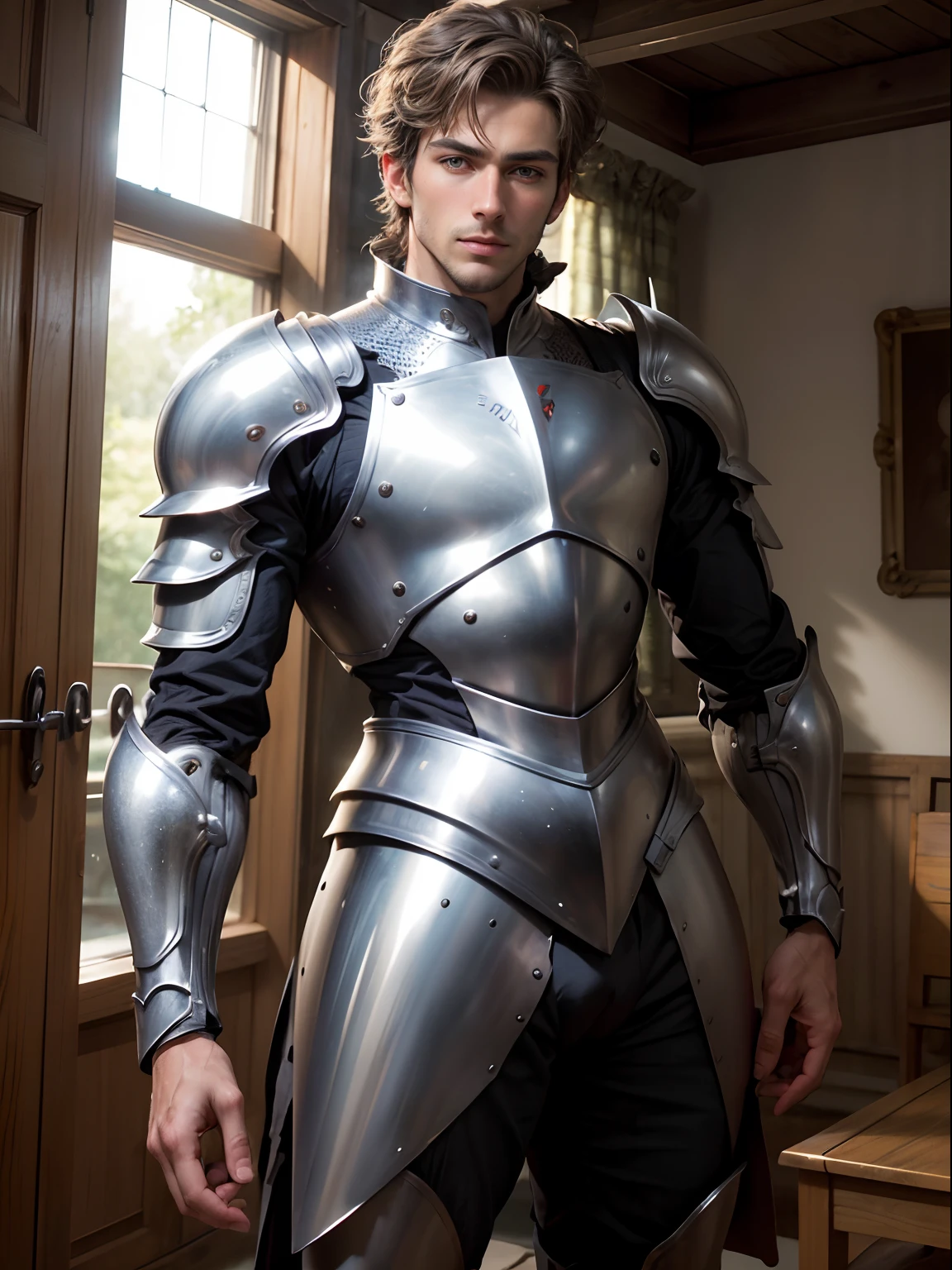 ((masterpiece, best quality, high resolution)) A handsome man in knight's armor