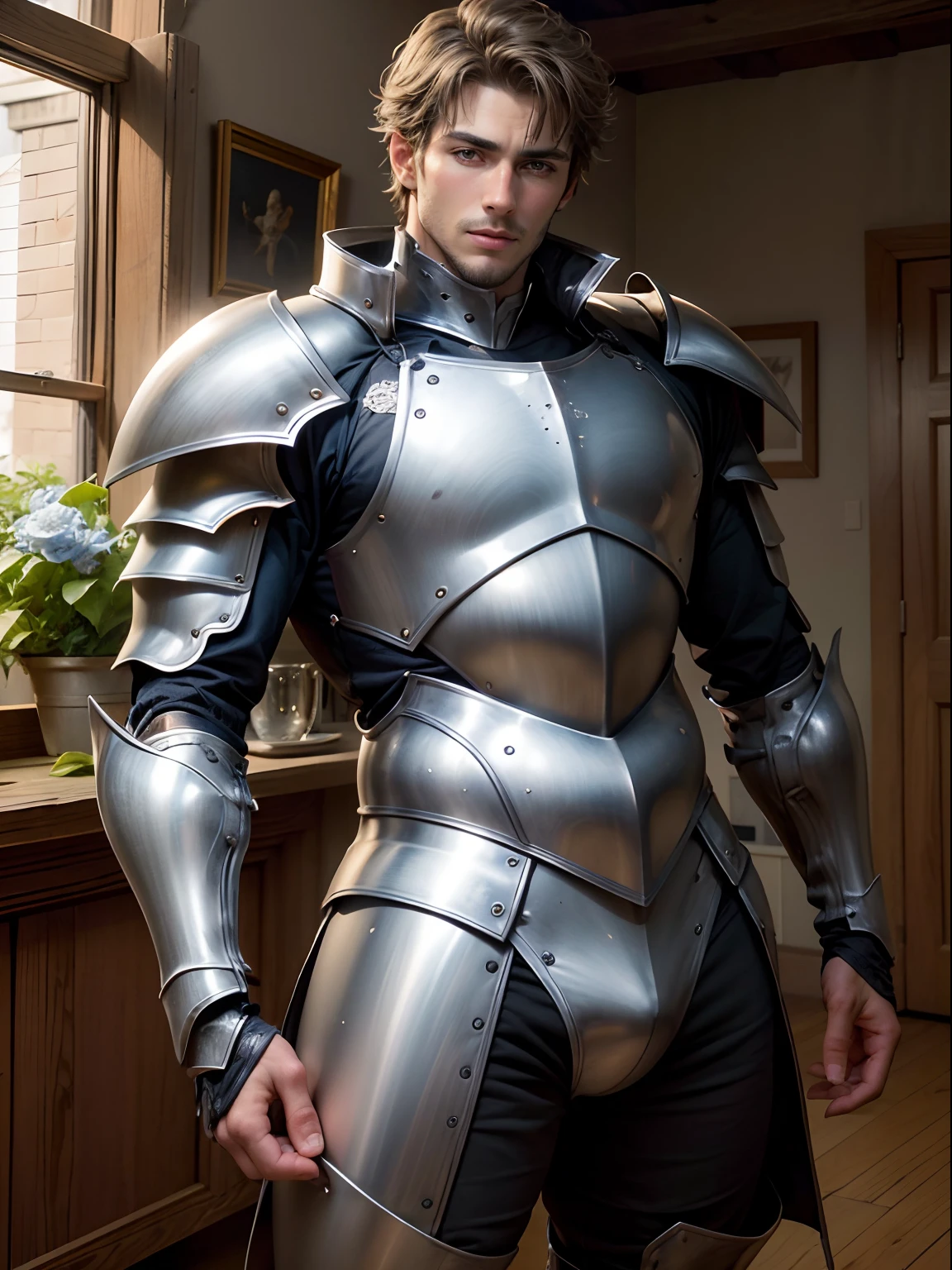 ((masterpiece, best quality, high resolution)) A handsome man in knight's armor