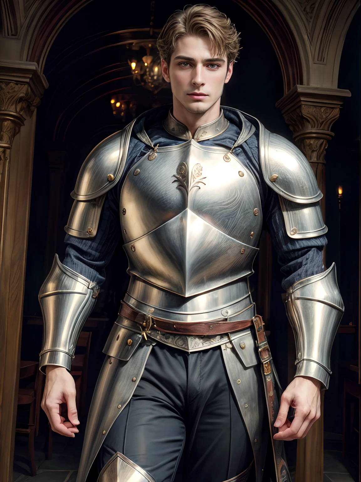 ((masterpiece, best quality, high resolution)) A handsome man in knight's armor