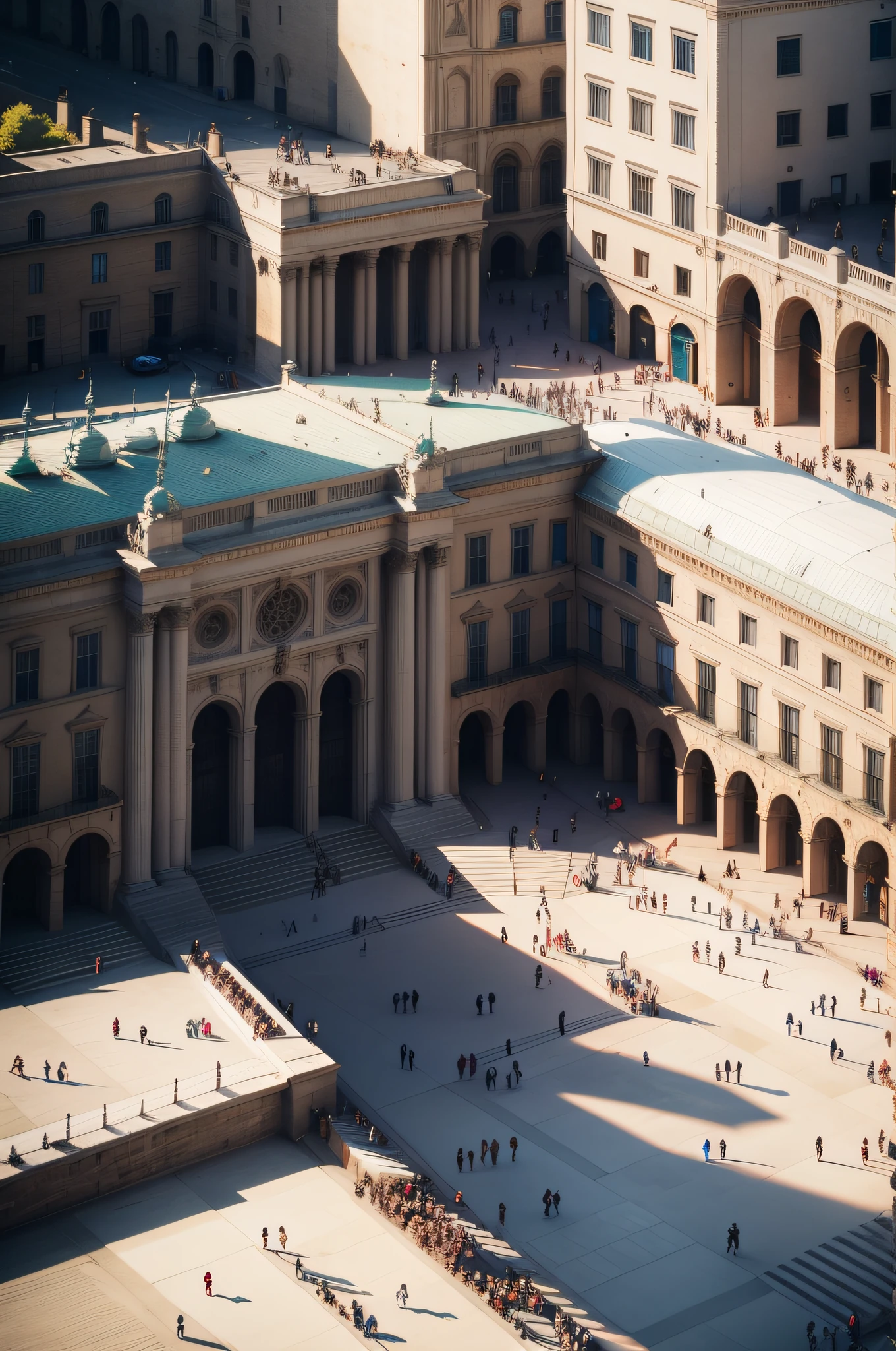 Upper view of a lot of people in the square