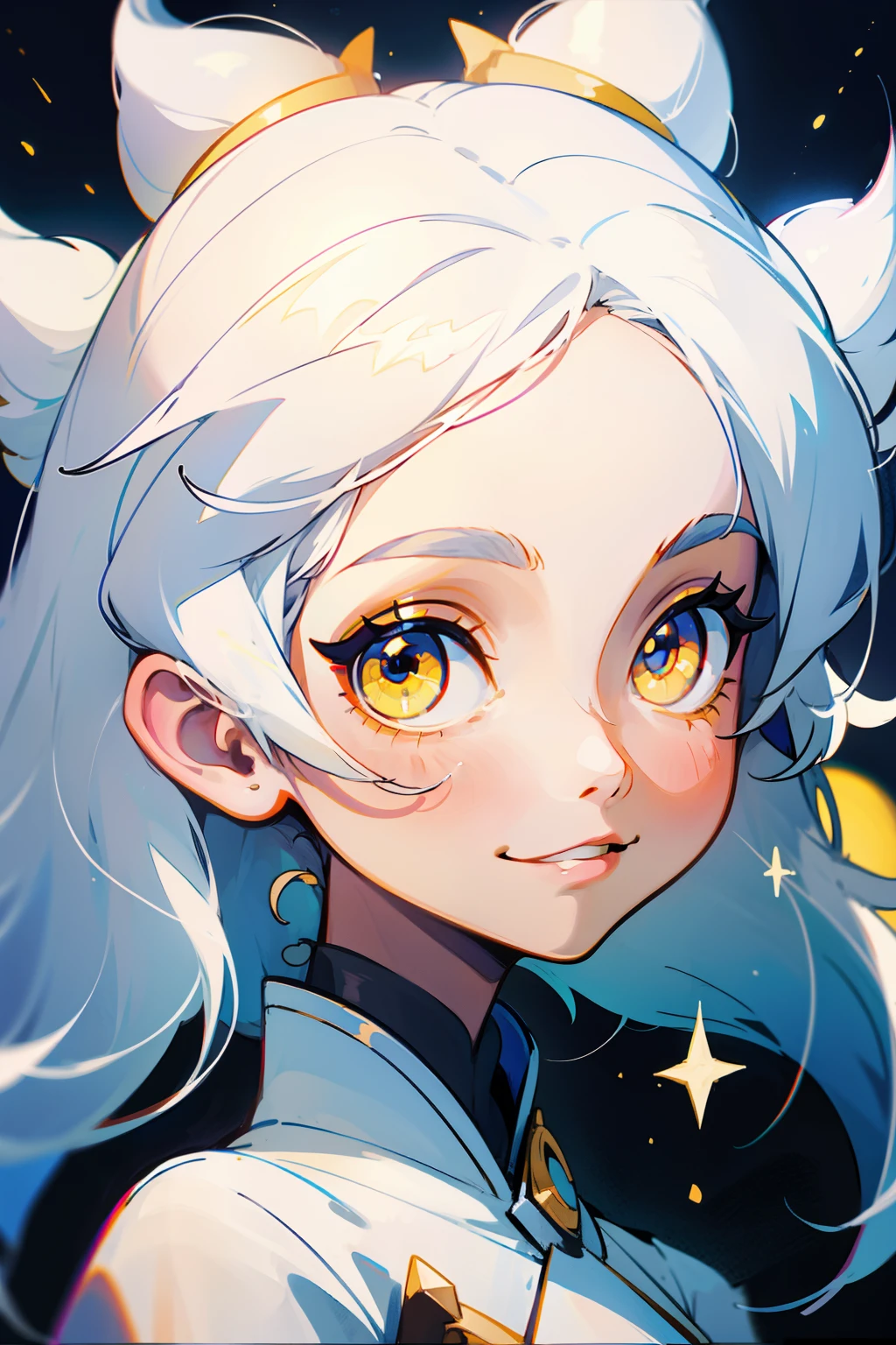 A girl with white hair,As estrelas,ssmile,Yellow eyes