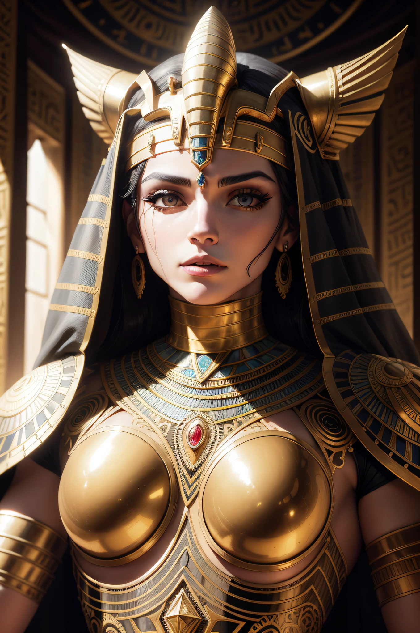 Biomachine:1.3, (Egyptian Predador1.2), (colorido:1.2), dourado, ouro, Hans Giger, (zentangle:1.2), granulado, extremamente detalhado, detalhes intrincados, dynamic lighting, fotorrealista, luz natural, baixo h, obra prima, detalhado 8k