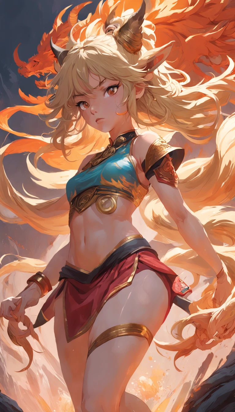 El herrero Dou derrota a Buda Sun Wukong,una chica ,femenina,rubia,Detalles ultra claros、realista、2d/..3D、4k/8k、femenina,Una pieza de software(batidora,ZBrush,Renderizado de octanaje,Motor irreal)、Un determinado juego(《El diablo puede llorar》、《Un lobo:Shadow happened twice》)、Un artista(Sachin Teng、Jake Parker)、Una plataforma de arte tendencia en artstation