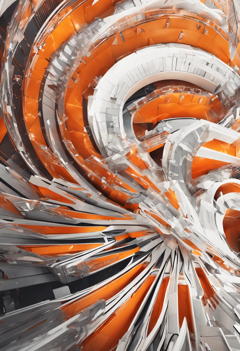 Corporate logo, image in center, x,r,Close up of white and orange logo on white background