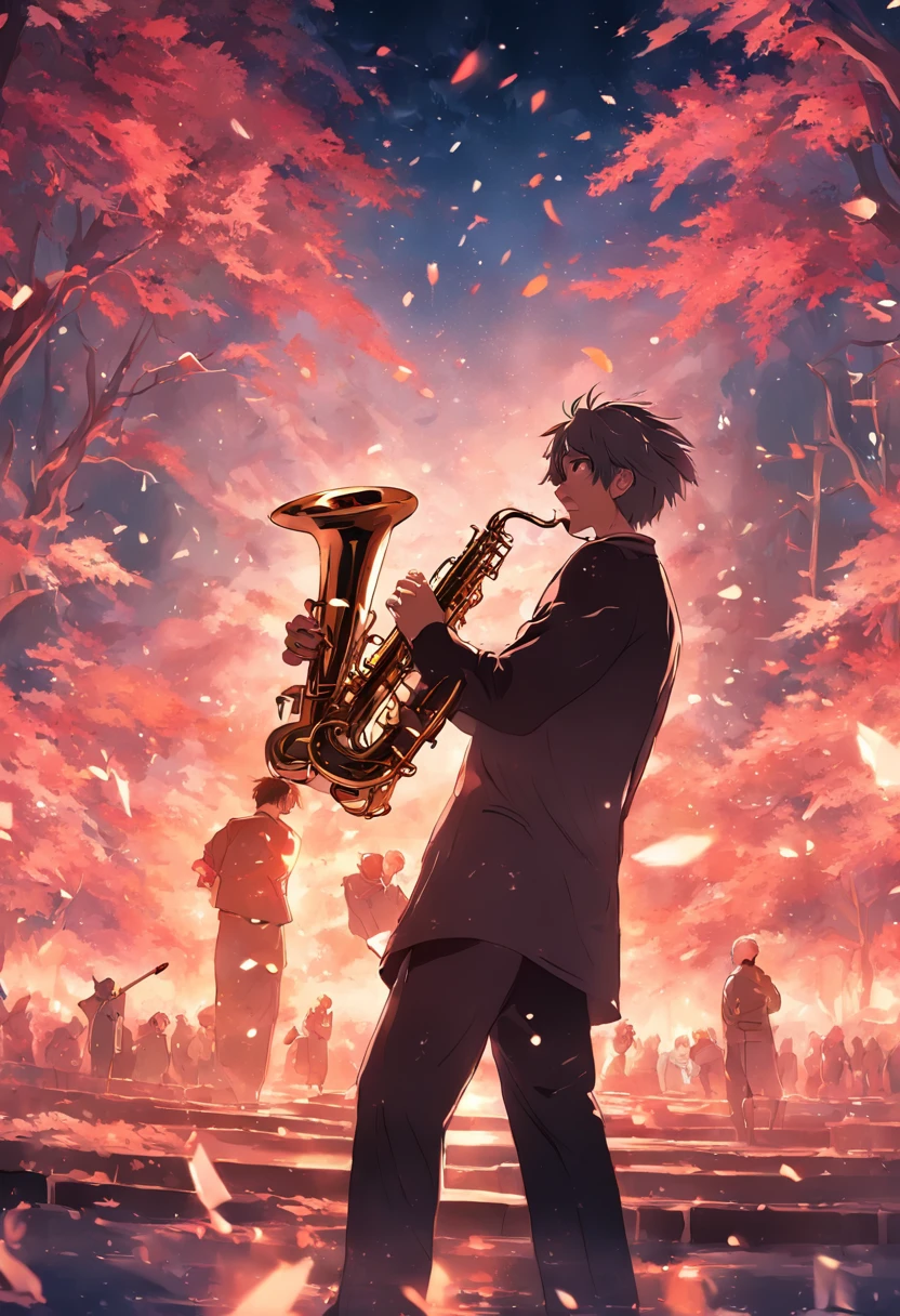 Sax fighting trumpet