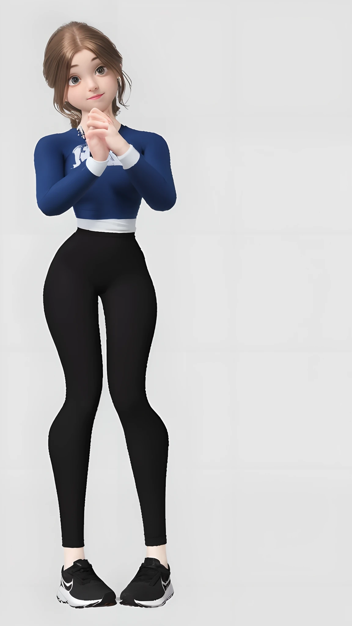 Make equal to the attached image a closeup of two women in tight pants and a blue top, thicc, detalhes do corpo inteiro, hands behind her body pose!, Pose divertida de corpo inteiro, corpo inteiro altamente detalhado, em roupas! altamente detalhado, tiro de corpo inteiro hiperdetalhado, full body and head view, corpo inteiro altamente detalhado, Corpo extra detalhado, corpo inteiro detalhado, corpo inteiro feminino, Pose casual, rosto detalhado, realista perfeita aparecia humana textura da pele humana, realista , melhor qualidade existente,sem bordados, indentico a imagem anexada