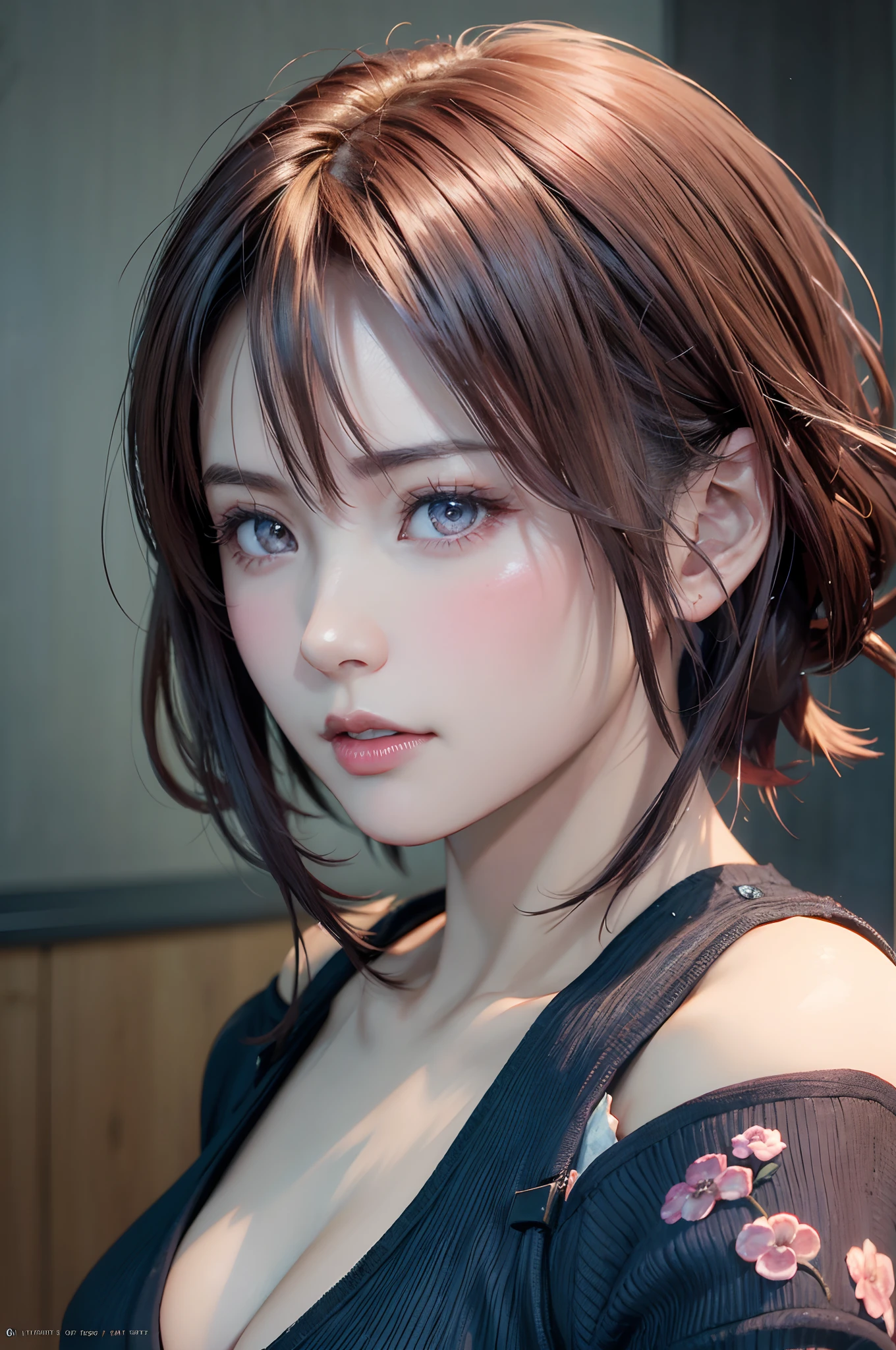 Digital portrait of gorgeous Japan short-haired woman, Beautiful face, Convoluted, Cinematic, Realistic epic, unreal enginee 5, Gorgeous, Incredible color grading, Trending on ArtStation, Photography, cinematic photography, Art Germ and Ross Draw Style