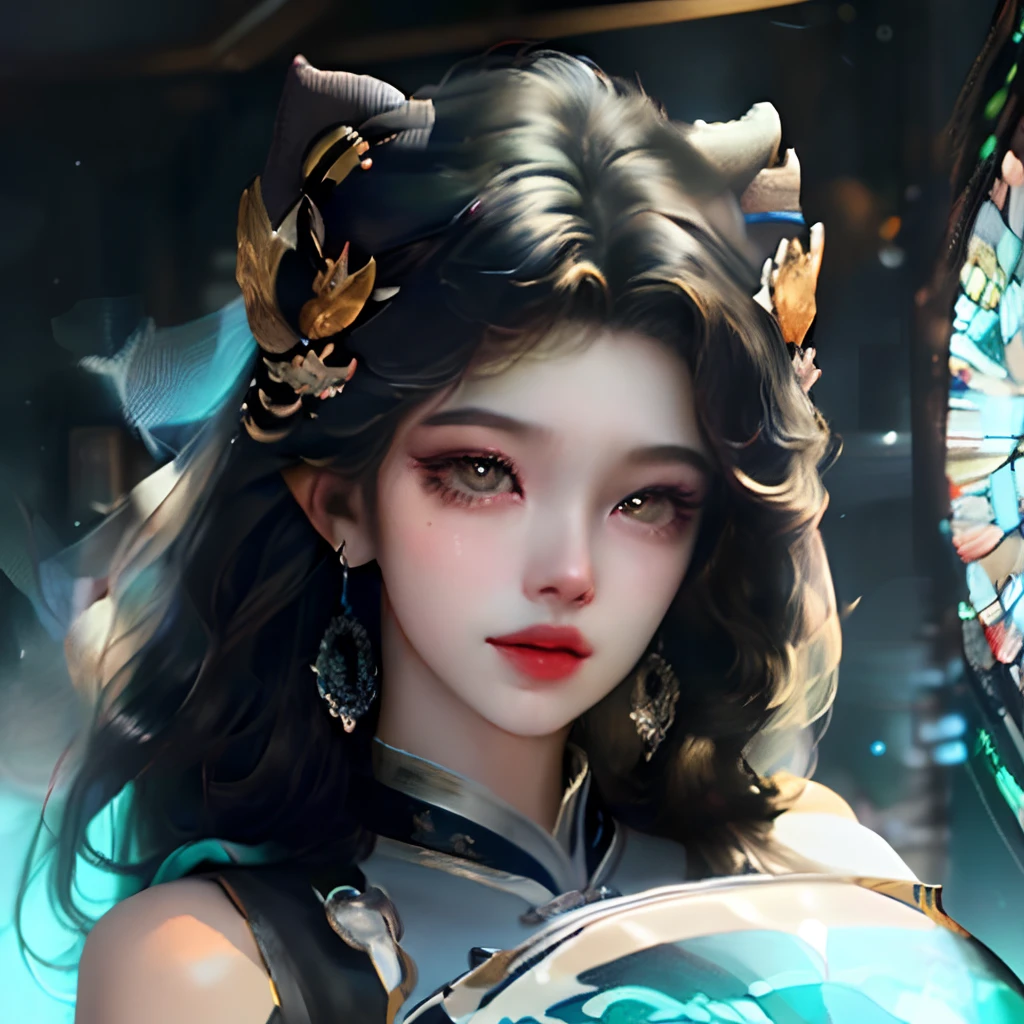 (((​masterpiece+top-quality+hight resolution+ultra-detailliert)))、Beautiful, dignified and cool woman、A sexy、long silky shiny black hair、lofty nose、sharp eye、noble and inviolable temperament、(([femele]:1.2 + [a beauty]:1.2 +long black hair:1.2))、Mysterious and fantastic background、Bright eye、rounded buttocks、Physical beauty、Dynamic angles and postures。
