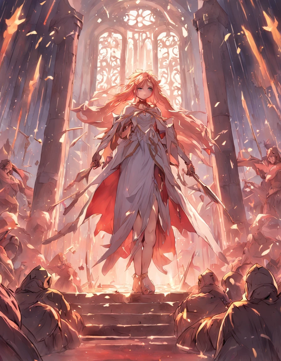 Uma rainha gigante de 4 metros, albina e cabelos longos brancos,voluptuosa,bonita, Leads her army of Greek warriors with greatness.