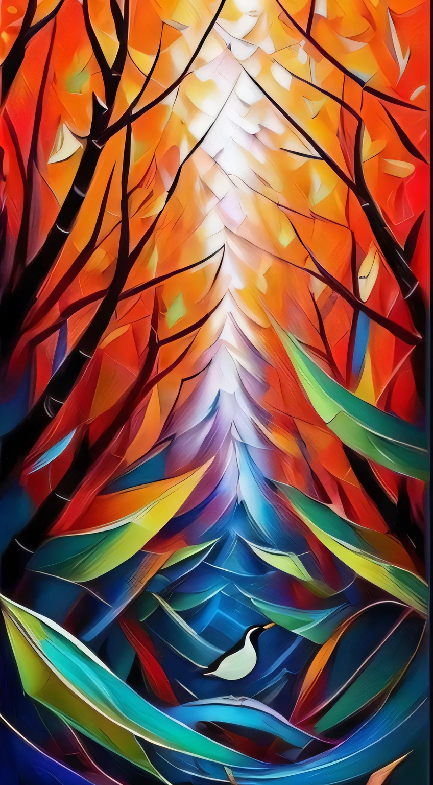 "(unity 8k wall paper、ultra-detailliert、Beautifully Aesthetic、masterpiece、top-quality)、((Beautiful oil painting style))、masutepiece, beautiful lighting, penguin, Staring straight ahead