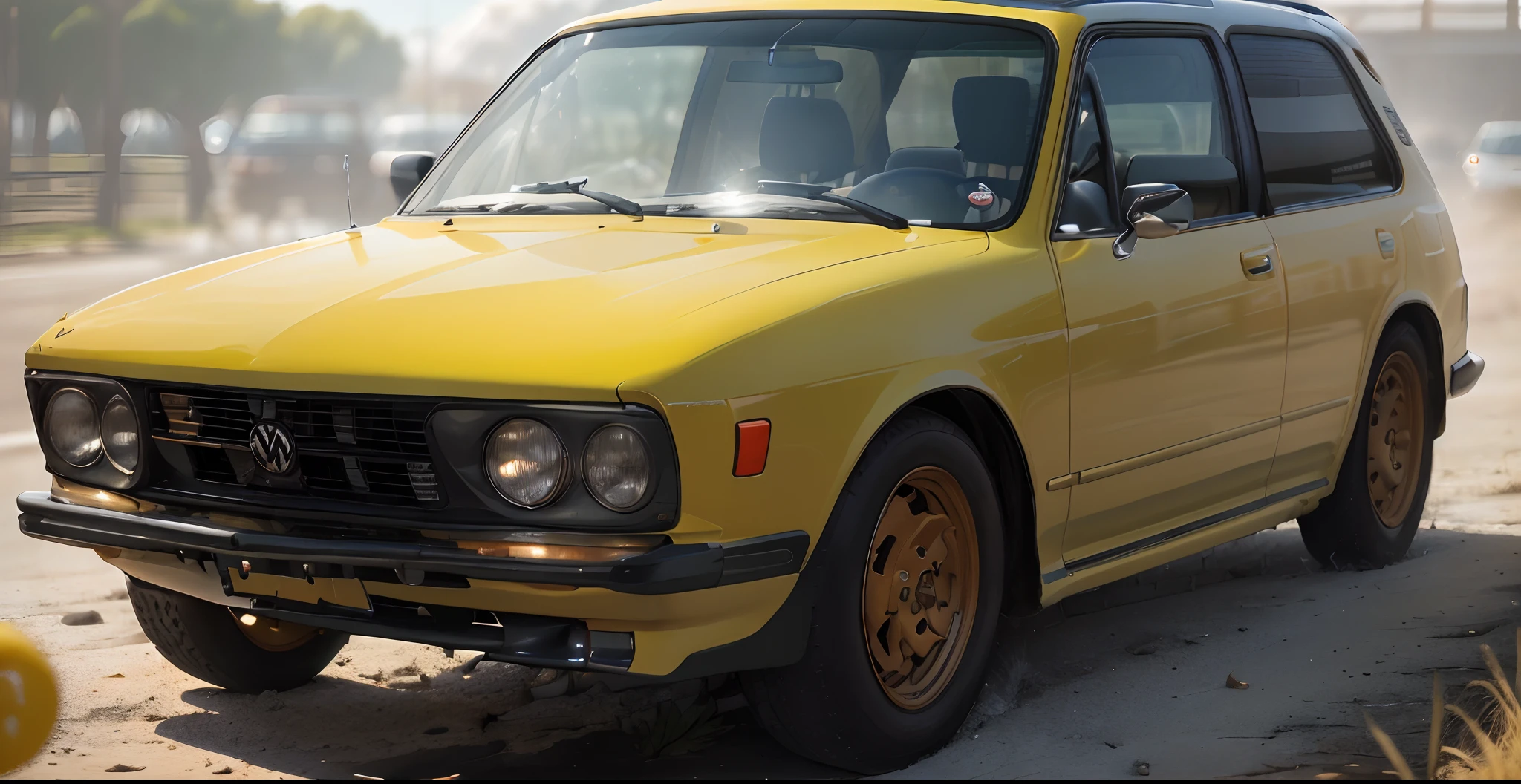 (VOLKSWAGEM BRASILIA 1980 COM RODAS MOMO PRETAS DE TALA BEM LARGA),(FULLl View) ,Cores 64 k, (AMARELA)),4D ,rota 66 512k