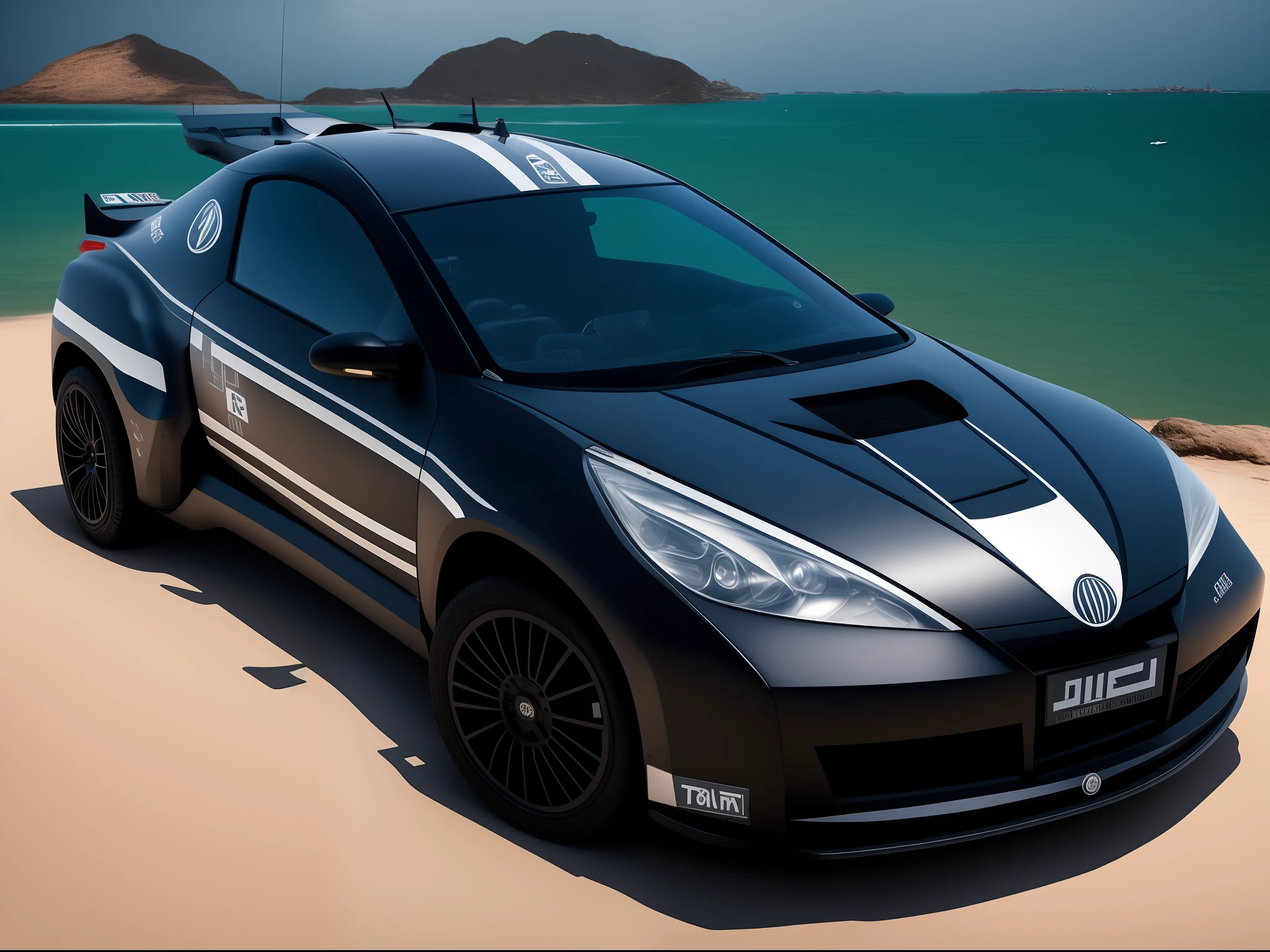Imagem extremamente realista de alta qualidade 3d 8k, Celta Car 2005, with buoyancy capability, turbina no lugar das rodas para voar, de volta para o futuro, carro de cor preto, rodas aro 18 feito de prata polida brilhante, insufilme preto nos vidros, para choque personalizado, farol de xenon, cidade futurista