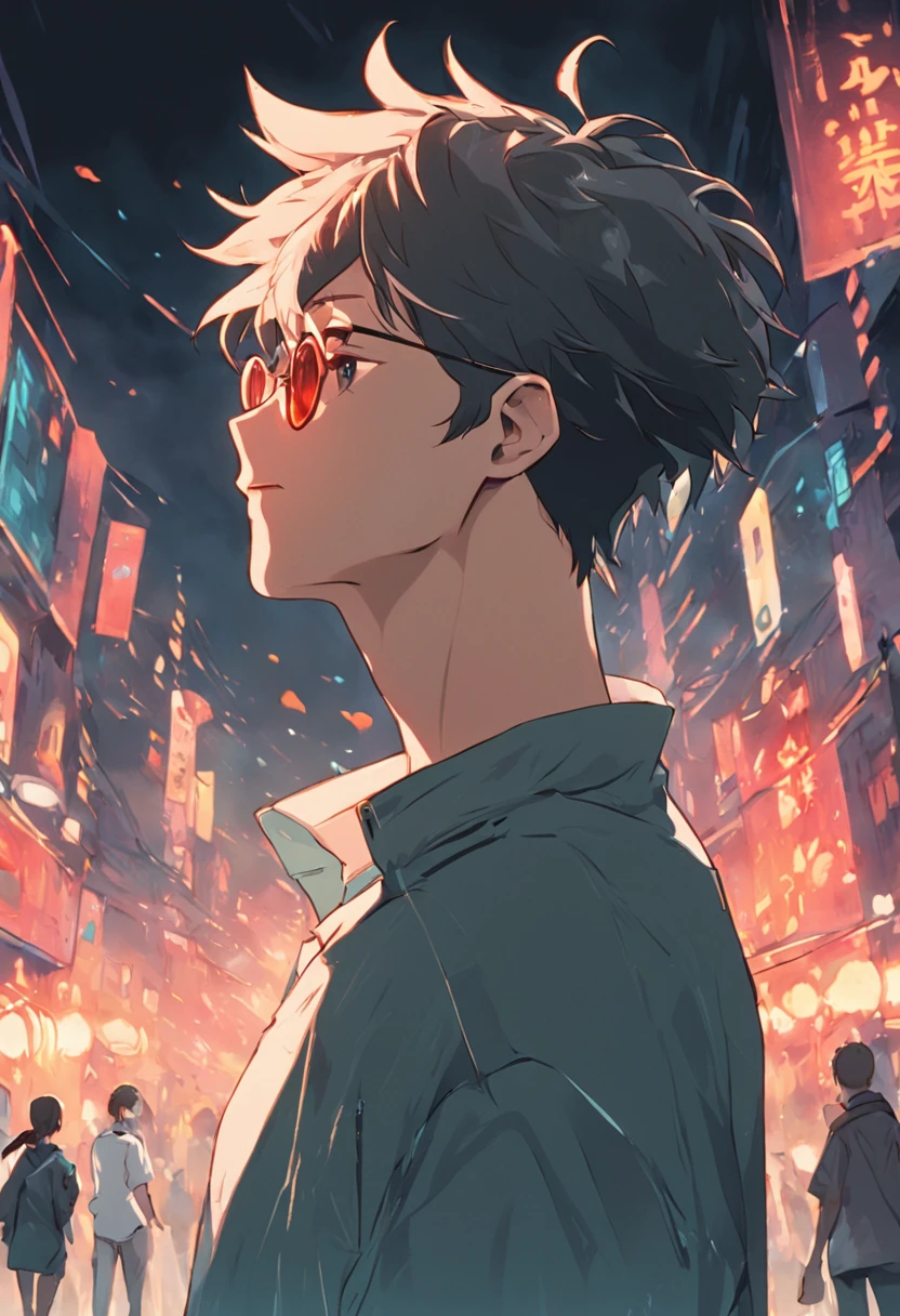 2D, Fashionable man with short hair wearing sunglasses,Casual clothing