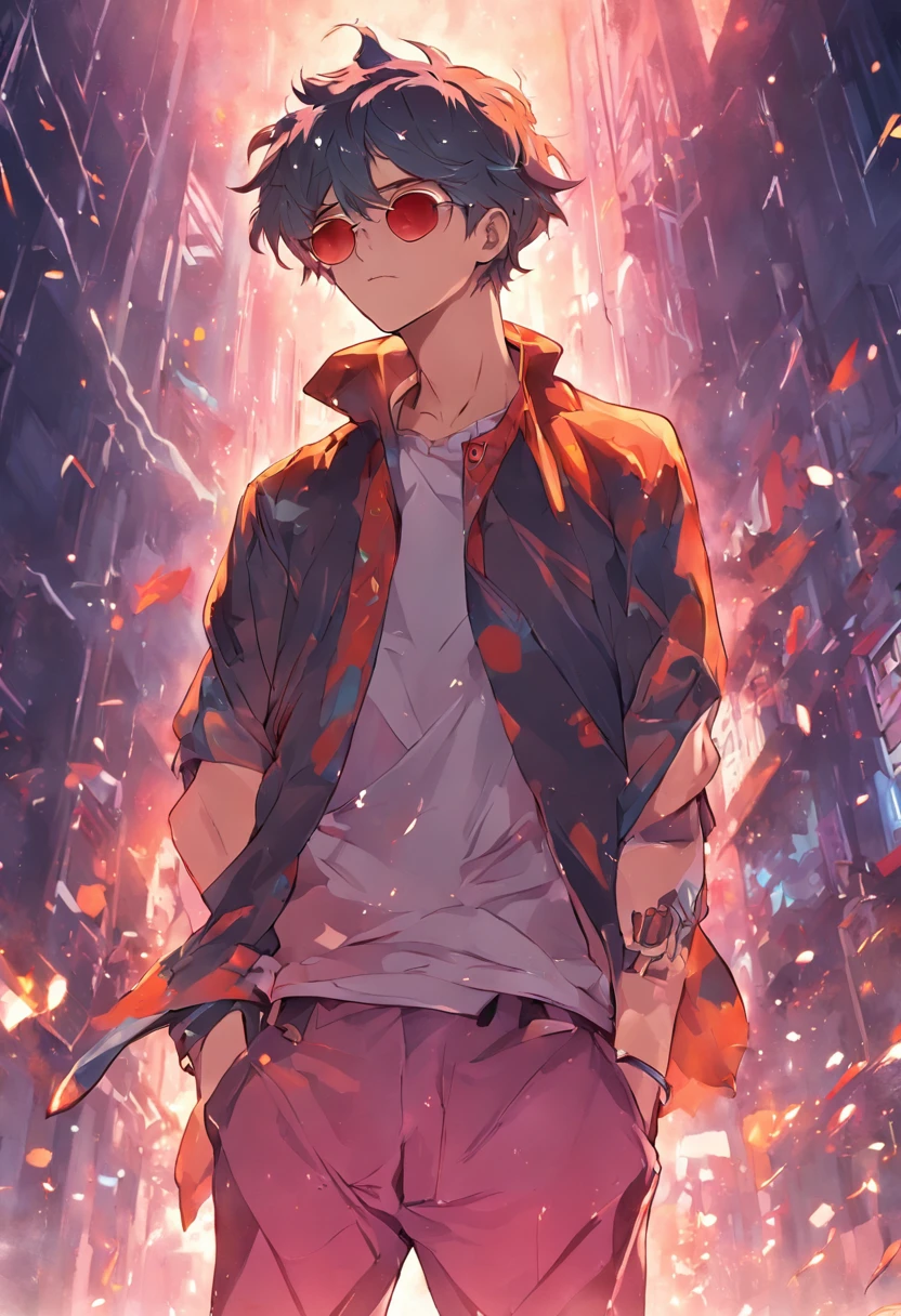 2D, Fashionable man with short hair wearing sunglasses,Casual clothing