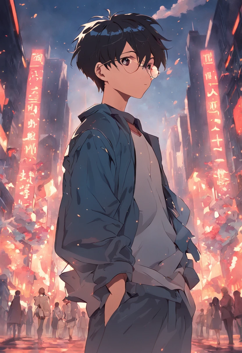 2D, Fashionable man with short hair wearing sunglasses,Casual clothing