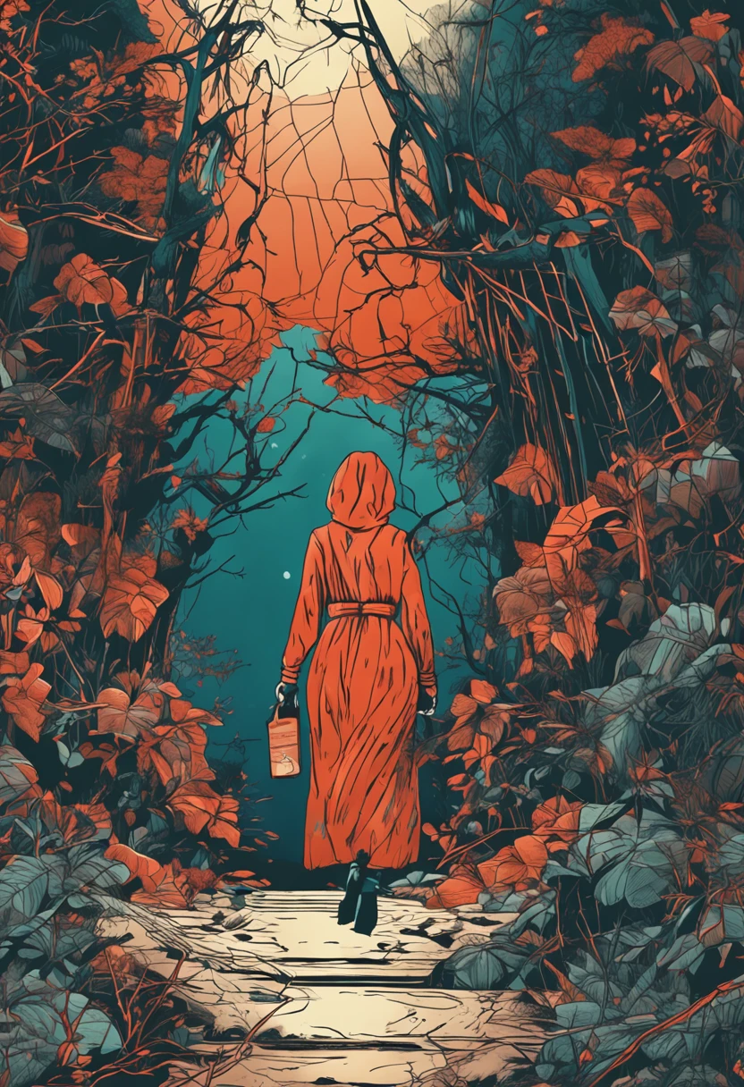 Spider like woman in deep forest