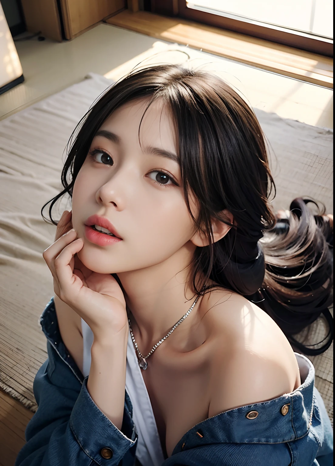 (top-quality:0.8)、(top-quality:0.8)、perfect anime illustration、(64k uhd、Raw photography、top-quality、masterpiecel1.4)、(realisitic、Photorealsitic:1.37)、((Relax without underwear))、Look up and see the man's face、Extreme close-up of Japan girl sucking with male genitalia in mouth、[[Look up and see the man's face、Extreme close-up of Japan girl sucking with male genitalia]]、[[Look up and see the man's face、Including male genitalia in the mouth、Extreme close-up of Japan girl sucking to the root]]、[[Look up and see the man's face、Extreme closeup of Japan girl sucking male genitals in her mouth]]、Realistic male genitalia、Male genitals、Bird's eye view of males、 NSFW