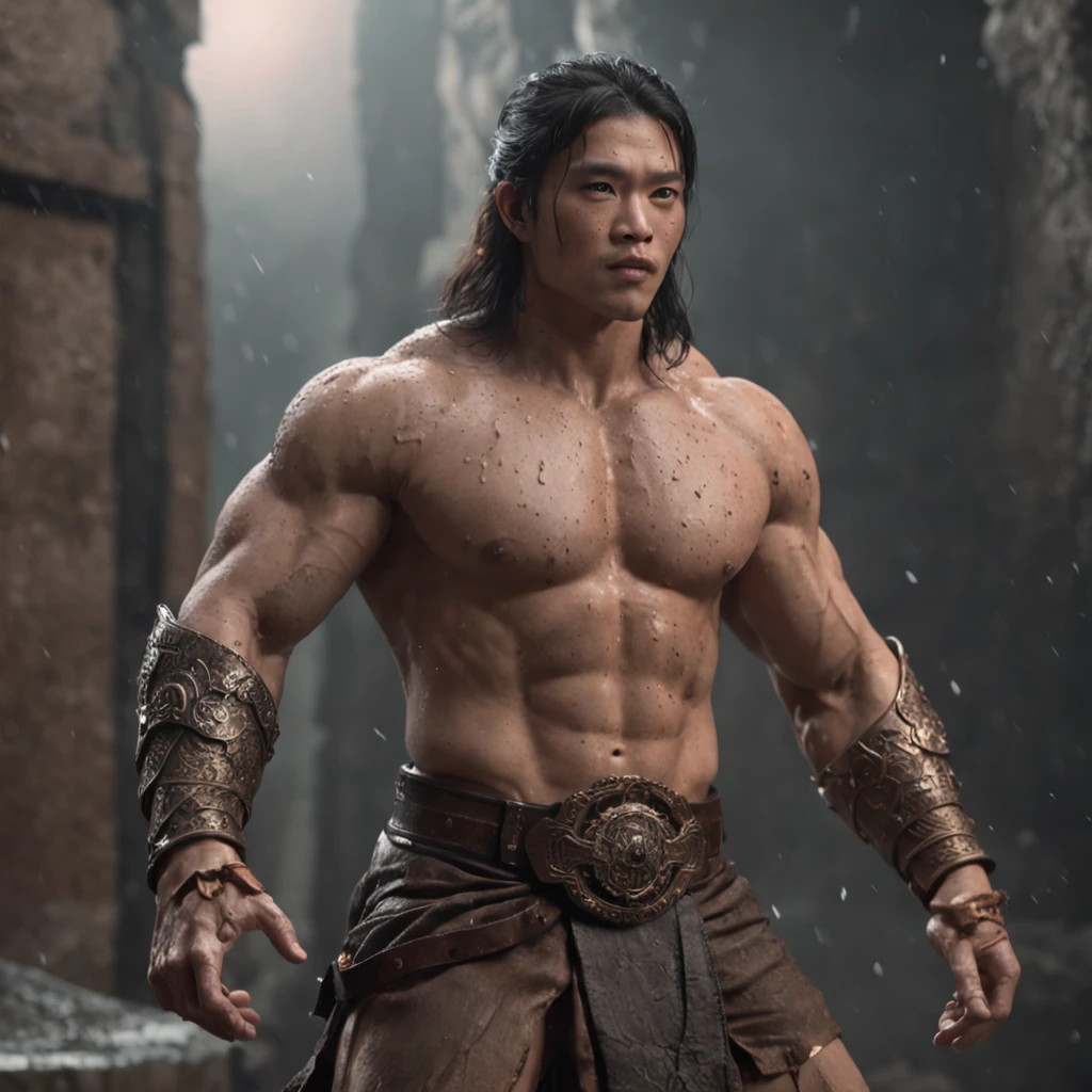 (Realistic:1.3) most beautiful artwork photo in the world, asian male ((Epic hero fantasy muscle man rough wet hero long hair short beard in dynamic pose, Fantastic location, Majestic cluttered environment)), full body 8k, action shot, skin pore, very dark lighting, heavyshading, Detailed, Detailed face, (vibrant, photograph realistic, Realistic, Dramatic, Dark, Sharp focus, 8K), (Old leather garments damaged by weathering:1.4), ((((Wear fur)))), (Intricate:1.4), decadent, (Highly detailed:1.4), Digital painting, rendering by octane, art stations, concept-art, smooth, Sharp focus, illustration, Art germ, (loish:0.23), wlop ilya kuvshinov, and greg rutkowski and alphonse mucha gracias, (Global illumination, Studio light, volumettic light), heavy rain, particles floating, lotr, fantasy, elf, full bodyesbian, ((Dark and ancient city background:1.3)),CGSesociety,art stations
Copy
Translate